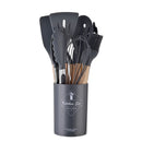 Axyaa 12-Piece Silicone Utensils Set with Wooden Handles for Non-Stick Cooking