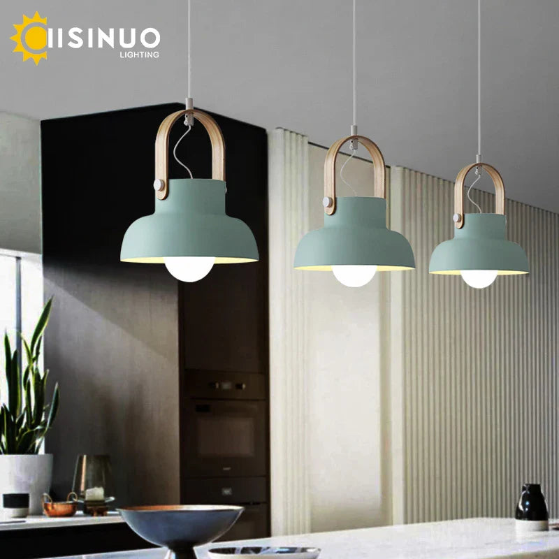 Wooden Pendant Light by Axyaa - E27 Hanging Lamp for Bedroom, Kitchen, Living Room