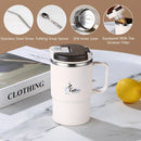 Axyaa Stainless Steel Insulated Coffee Mug with Lid, Spoon - Ideal for Office, Students, Outdoor Activities