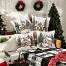 Axyaa Winter Snow Hut Pillow Cover, Festive Christmas Sofa Cushion Home Decor