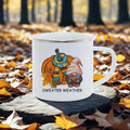 Axyaa Thanksgiving Enamel Mug Pumpkin Soup Harvest Pattern Coffee Cup