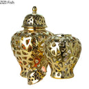 Golden Ceramic Vase for Artistic Flower Arrangement by Axyaa
