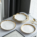 Axyaa Light Luxury Ceramic Dinner Plate for Steaks, Noodles, Fruits, and Dim Sum