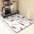 Axyaa Leaf Print Coasters & Drying Mat Set for Kitchen Essentials