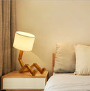 Axyaa Nordic Wooden Robot Table Lamp - Modern Study Desk Night Light