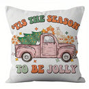 Axyaa Jolly Disco Pillow Covers - Vintage Christmas Pattern for Sofa, Bedroom, Car