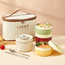 Axyaa Stainless Steel Thermal Lunch Box Set for Kids, Leak-proof Bento Container