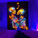Axyaa Psychedelic Hippie Skull UV Reactive Wall Hanging for Individual Room Decor