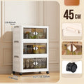 Axyaa 45cm Foldable Plastic Storage Box with Wheels, Multi-Layer Cabinet Organizer