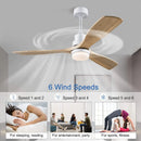 Axyaa Modern Nordic 52" Wooden Ceiling Fan with LED Light & Remote Control