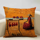 Axyaa African National Style Oil Painting Cushion Cover for Living Room Sofa Art