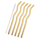 Axyaa Stainless Steel Drinking Straws Set 5Pcs with Brush - Bar Cocktail Drinkware