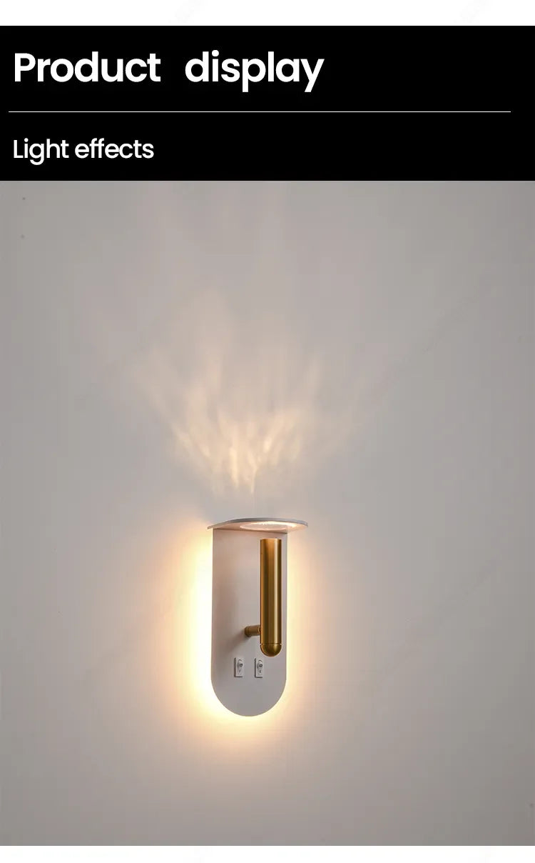 Nordic Bedside Sconce Wall Light Rotatable for Living Room by Axyaa