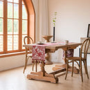 Axyaa Pink Flower Jacquard Table Runner with Tassel for Home Decoration