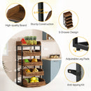 Axyaa 5-Tier Wood Fruit & Vegetable Storage Rack: Pull-Out Snack Stand Organizer