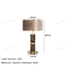 Axyaa Gold Black Stone Floor Lamp w/ Fabric Lampshade, Nordic Luxury Design