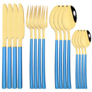 Axyaa Rose Gold Cutlery Set - 16-Piece Stainless Steel Dinnerware Flatware