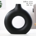 Axyaa Ceramic Donut Vase White Nordic Home Decor Arrangement Holder