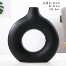 Axyaa Ceramic Donut Vase White Nordic Home Decor Arrangement Holder