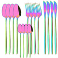 Axyaa 16Pcs Western Black Gold Dinnerware Set Stainless Steel Tableware Flatware
