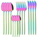 Axyaa 16Pcs Western Black Gold Dinnerware Set Stainless Steel Tableware Flatware