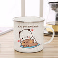 Milk Mocha Bear Enamel Cup - Axyaa Cute Animal Couple Gift