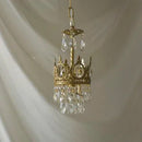 Axyaa Golden Crown Crystal Chandelier LED Pendant Lamp for Living Room