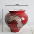 Axyaa Red Ceramic Retro Vase: Creative Plant Pot for Floral Arrangements