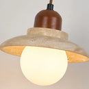 Axyaa White Glass LED Wall Lights Yellow Travertine Switch Wood Sconce