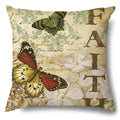 Axyaa Rose Butterfly Print Cotton Linen Pillowcase for Modern Living Room Decor