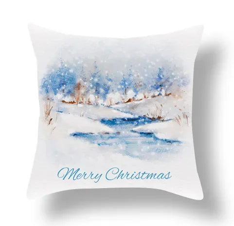 Axyaa Blue Ornament Pillowcase: Festive Home Decor Cushion Cover for Christmas & New Year