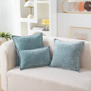 Blue Chenille Luxury Lumbar Pillow Case for Bed Sofa Couch by Axyaa