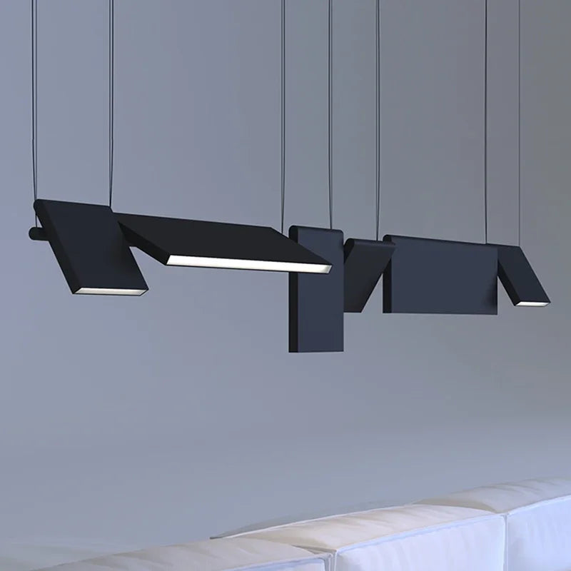 Axyaa Black LED Chandelier: Nordic Design, Rotatable, Dining Room Decor, Bar Loft Hanging Lights