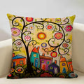 Axyaa Scenic Illustration Cushion Cover 45x45cm for Home Art Decoration