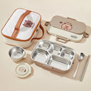 Axyaa Stainless Steel Divided Lunch Box Set - Large Capacity, Microwave Safe