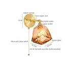 Axyaa Glass LED Wall Sconce Light Pull Chain Copper Applique Murale