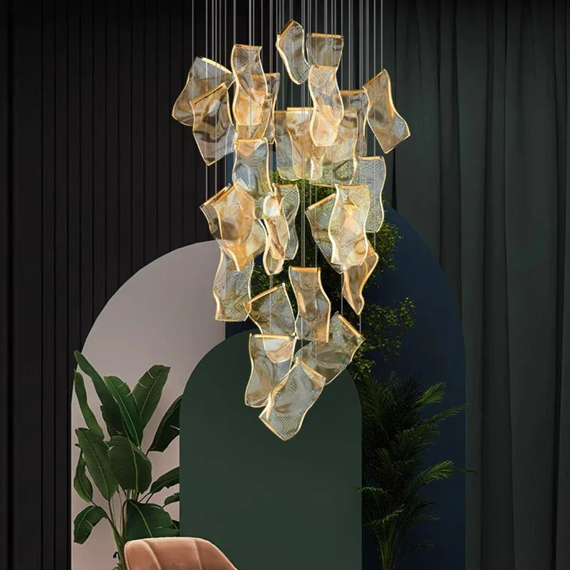 Axyaa Staircase Chandeliers LED Pendant Light Lamps for Modern Living Room