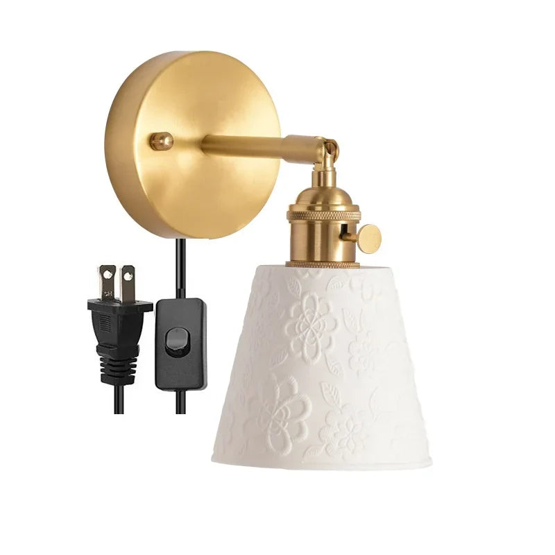 Axyaa White Ceramic LED Wall Sconce for Home Bedroom Living Room Bathroom Mirror