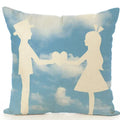 Axyaa Cartoon Couple Linen Pillowcase: Cute Room Decor & Valentine's Day Gift