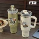 Axyaa Stainless Steel Tumbler Cup with Straw Handle, Insulated Coffee Mug, 40oz Thermos Bottle