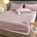 Axyaa Velvet Fitted Bed Sheet with Elastic Band - Winter Warm, Anti-Slip - All Sizes