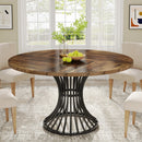 Axyaa Farmhouse Round Dining Table | 47" Wooden Texture Kitchen Table for 4