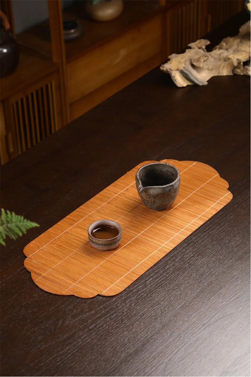 Axya Bamboo Silk Tea Mat - Handmade Chinese Craft Tea Ceremony Accessory