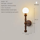 Axyaa Neoclassical Wood Wall Sconce with High CRI Japanese Glass Bedside Lamp
