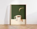 Axyaa Coffee Diver Canvas Prints Kitchen Wall Art - Modern Living Room Decor
