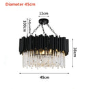 Axyaa Luxury LED Crystal Chandelier for Living & Dining Room - Black Tube Design