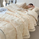 Axyaa Heart Pattern Coral Fleece Blanket: Double Layer Thicken Warm Plush Sofa Throw