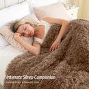 Axyaa Long Fur Weighted Sherpa Blanket, Cozy 15lbs Adult Plush, Fluffy Faux Fur Luxe