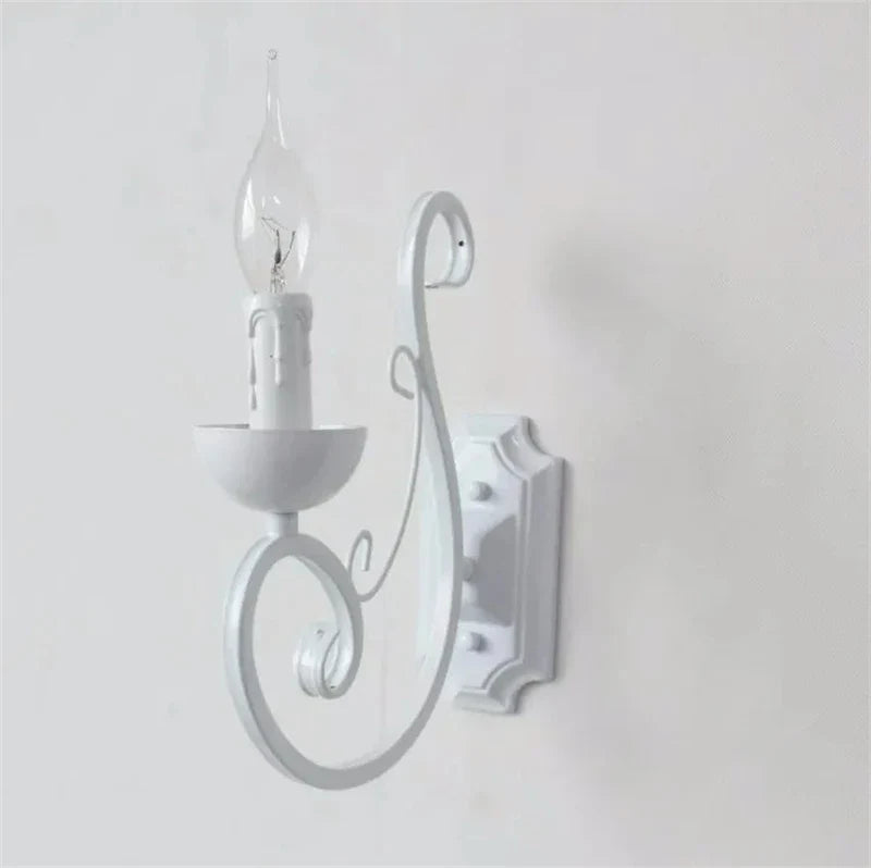 Axyaa White Metal Wall Lamp E14 Candle Light Fixture