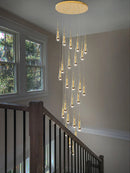 Axyaa Crystal Pendant Chandelier for High Ceilings and Modern Interiors